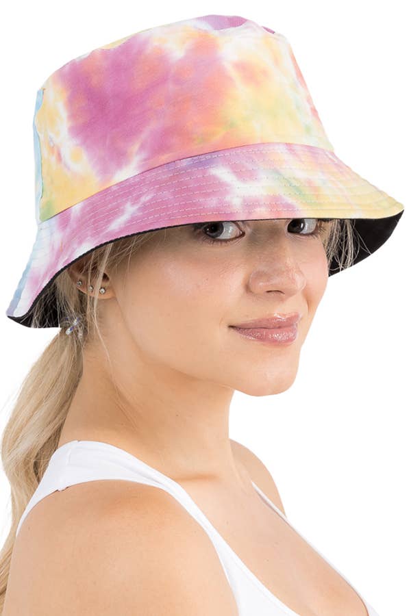Acid Wash Tie Dye Reversible Cotton Bucket Hat