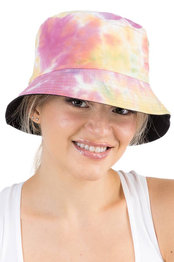 Acid Wash Tie Dye Reversible Cotton Bucket Hat