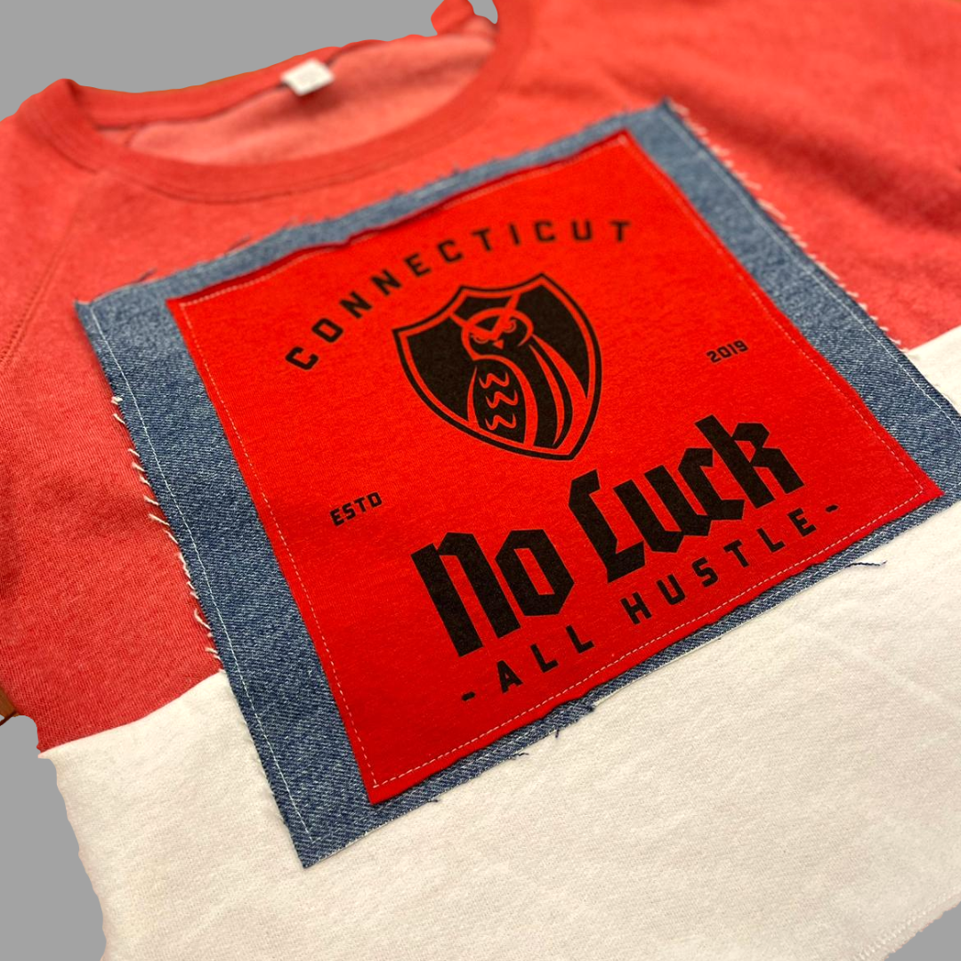 No Luck All Hussle Upcycled Custom Sweaters (M)